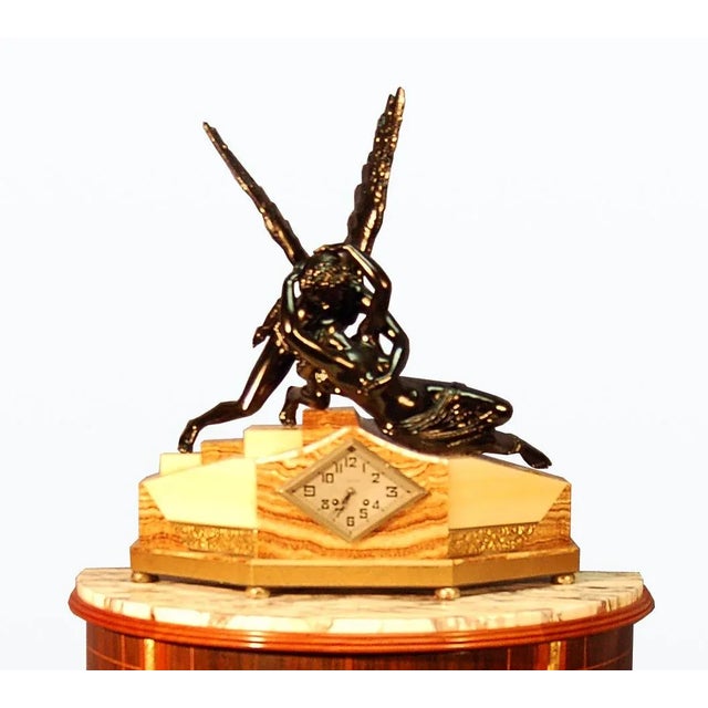 Art Deco Sculptural Table Clock by Antonio Canova, 1930s For Sale - Image 6 of 11