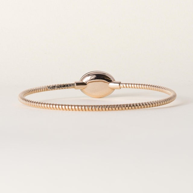 1990s Estate 18k Rose Gold Fidia Italian Tubogas Green Thin Bangle For Sale - Image 4 of 4