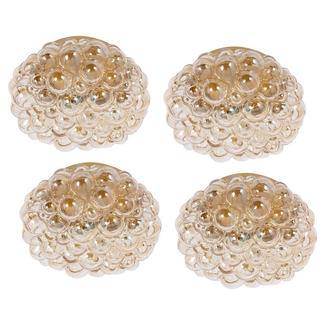 Beige Small Amber Bubble Glass Flush Mount attributed to Limburg, Germany, 1960s For Sale - Image 8 of 8