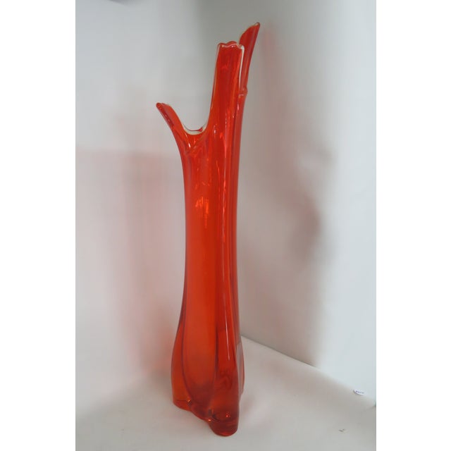 Viking Glass Three Foil Persimmon Swung Vase Mid Century Large Floor Art 4754b For Sale In Miami - Image 6 of 18