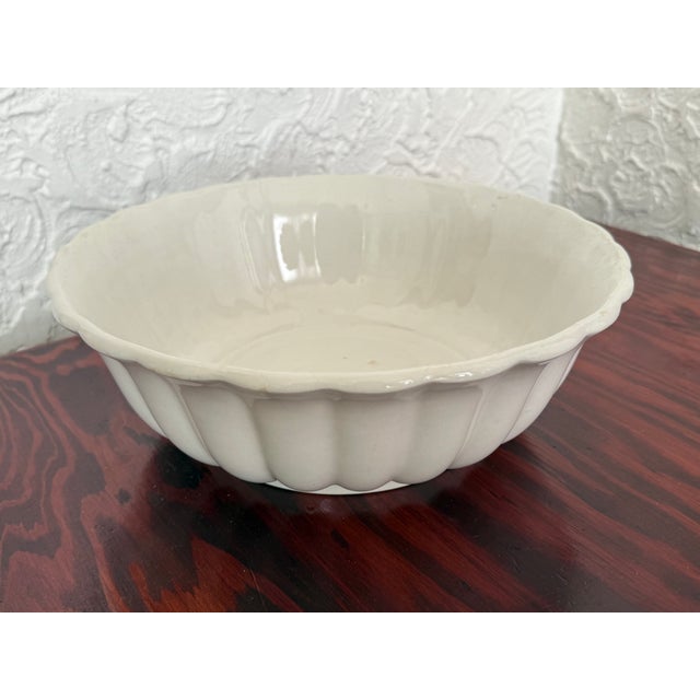 Ceramic Vintage English White Ironstone Scalloped Rim Fluted Bowl For Sale - Image 7 of 7