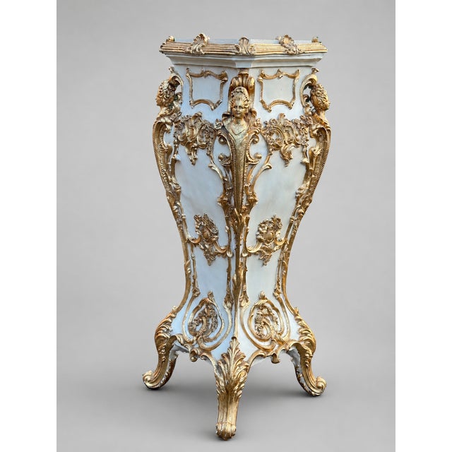 Late 20c Italian Baroque Cream Gold Pedestals - Pair For Sale - Image 12 of 18