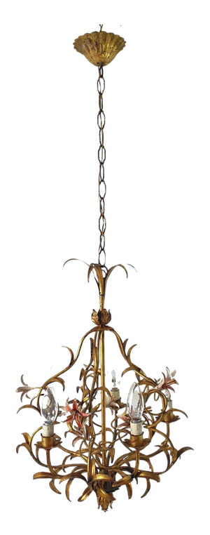 Mid-Century Italian Tole Chandelier, 1950s