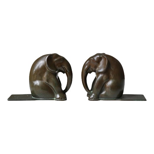 Art Deco Elephant Bookends by Just Andersen, 1930s, Set of 2 For Sale