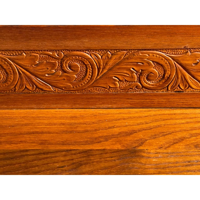 1920s Antique American Arts and Crafts Carved Book Shelving Rack Etagere For Sale - Image 5 of 9
