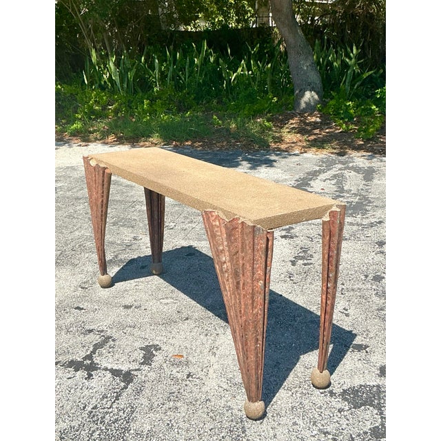 Metal Vintage Postmodern Draped Console Table For Sale - Image 7 of 12