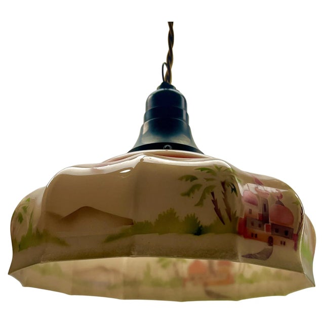 Art Deco Ceiling Lamp with Glass Shade, 1930s For Sale - Image 9 of 10