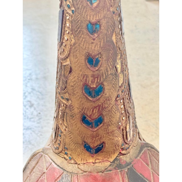 Vintage Indonesian Balinese Folk Art Painted Wood Temple Swan Statue For Sale - Image 12 of 12