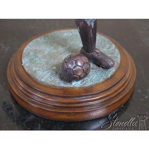 1990s Maitland Smith #8236-10 Bronze Soccer Player Statue on Wood Base For Sale - Image 5 of 6