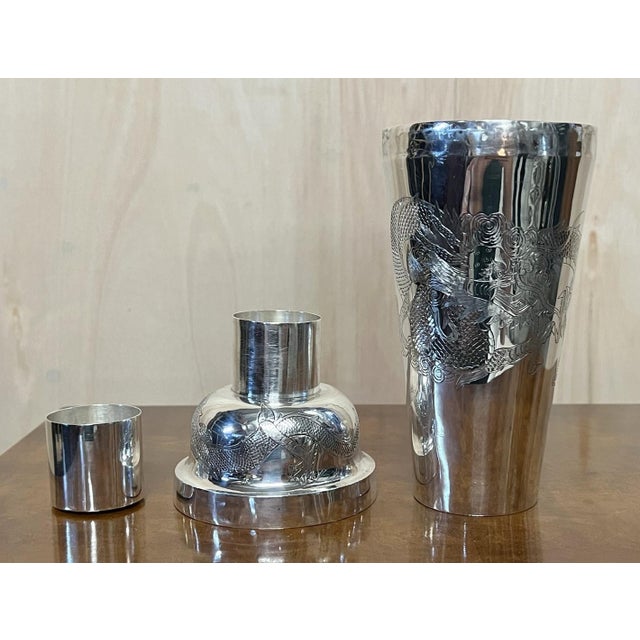 Sterling Silver Dragon Cocktail Shaker, 1900s For Sale - Image 10 of 14