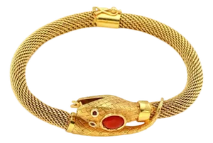 Coral Snake Mesh 18k Yellow Gold Tube Flex Bracelet
