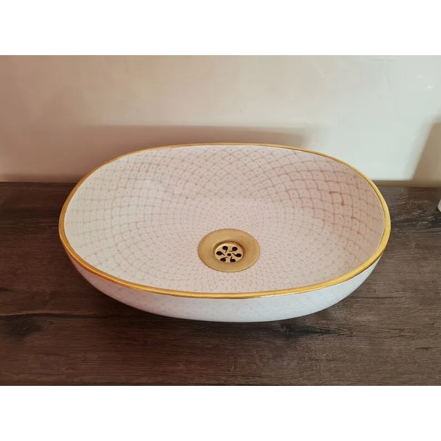 Contemporary Contemporary Pink Oval Pottery Sink For Sale - Image 3 of 7