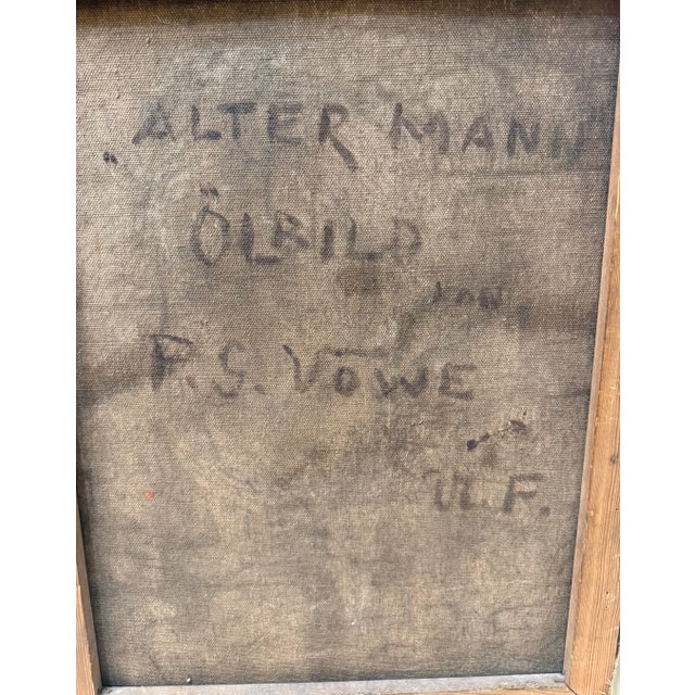 Antique 1910s Original Paul Gerhart Vowe Man Beard Oil Painting Portrait Realism For Sale - Image 11 of 11