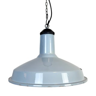 Industrial Light Blue Enamel Factory Pendant Lamp, 1960s For Sale