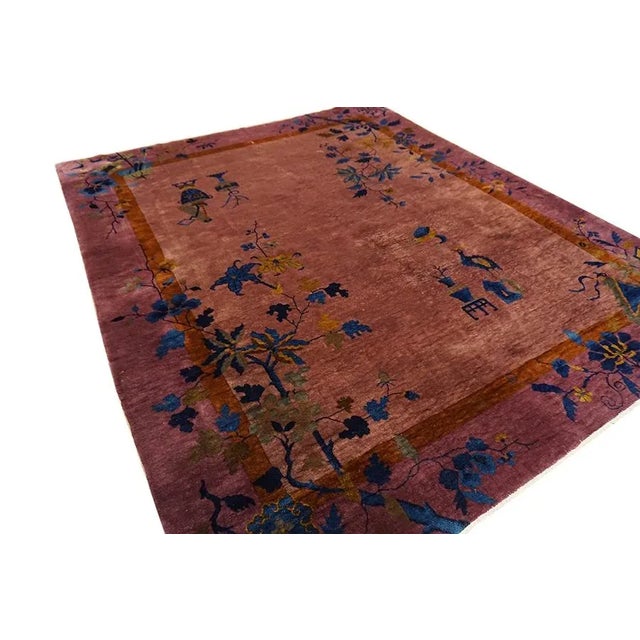 1920s Purple Mauve Antique Solid / Open Field Chinese Art Deco Carpet Rug For Sale - Image 9 of 10