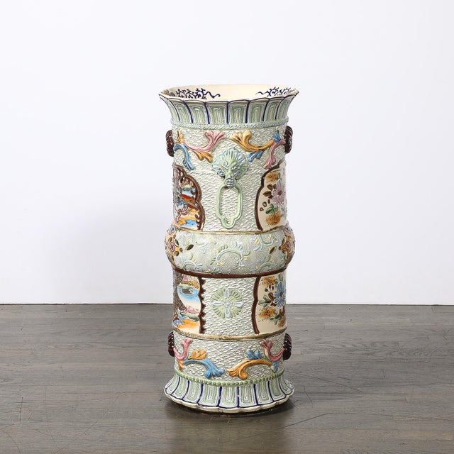 Vintage Japanese Satsuma Bead-Design Ceramic Umbrella Stand For Sale In New York - Image 6 of 14