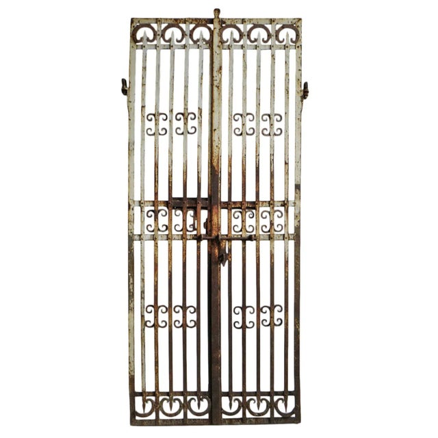 Antique White Vintage Tall Iron Gates For Sale - Image 8 of 8