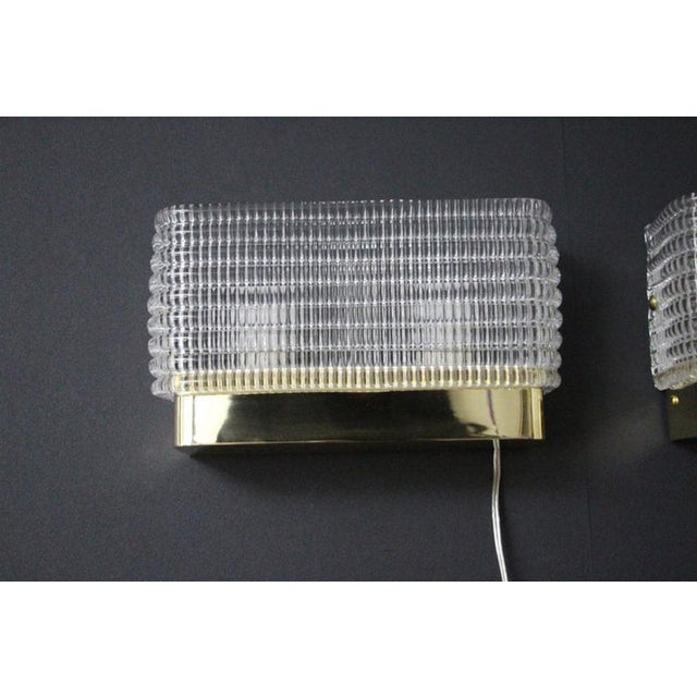 Rectangular Wall Lights Sconces in Textured Murano Glass, 1980s, Set of 2 For Sale - Image 6 of 15