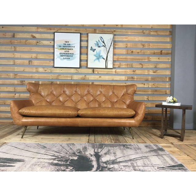 Brown Jhs Wellington Coganc Leather Sofa For Sale - Image 8 of 10