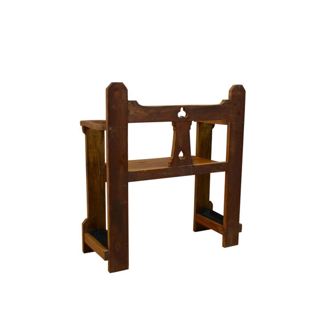 Narrow Arts & Crafts Oak Bench, 1900s For Sale - Image 3 of 9