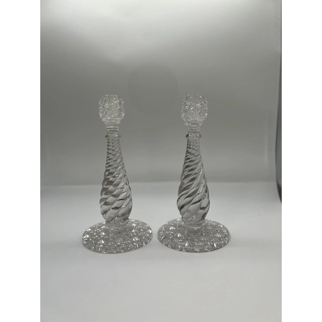 American, 19th century. A pair of fine quality antique American Brilliant Period Cut Glass candlesticks in the RARE...