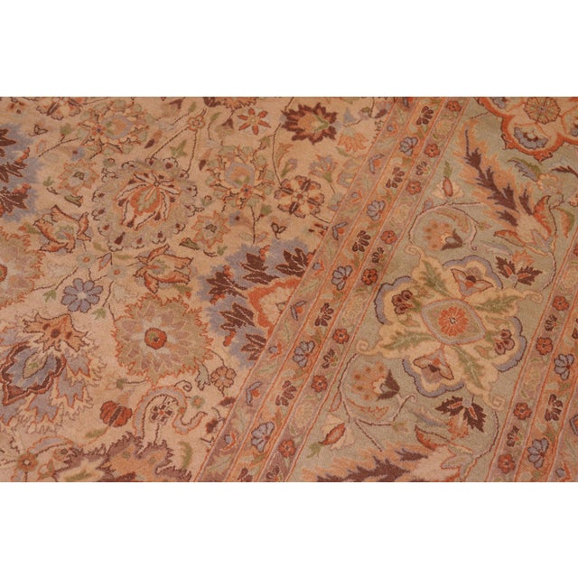 1990's Pak-Persian Tan/Green Wool Rug - 9'0'' X 12'2'' For Sale - Image 4 of 9