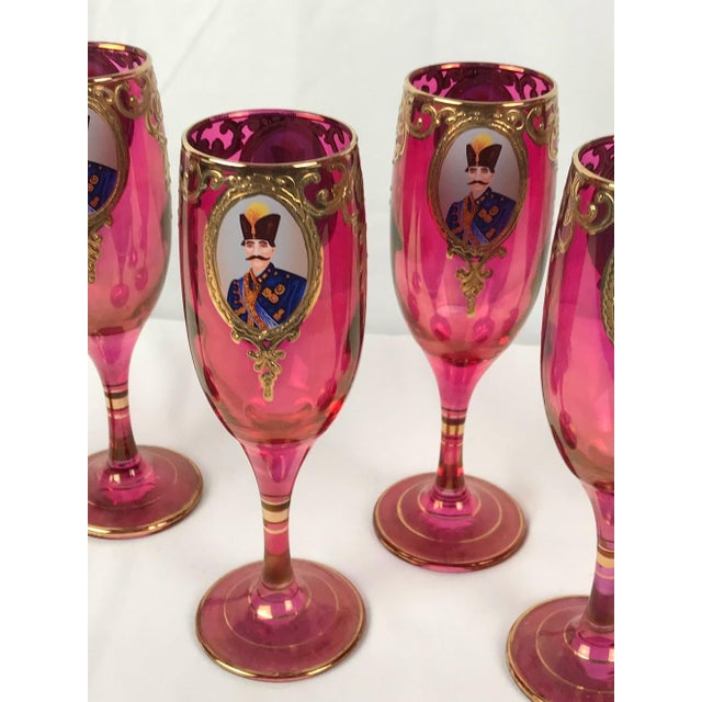 Ruby Red Mid 20th Century Persian Champagne and Cordial - Set of 12 For Sale - Image 8 of 13