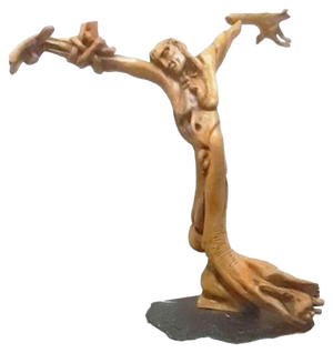 Tiburzi, Large Christ Sculpture, Olive Wood, 1920s
