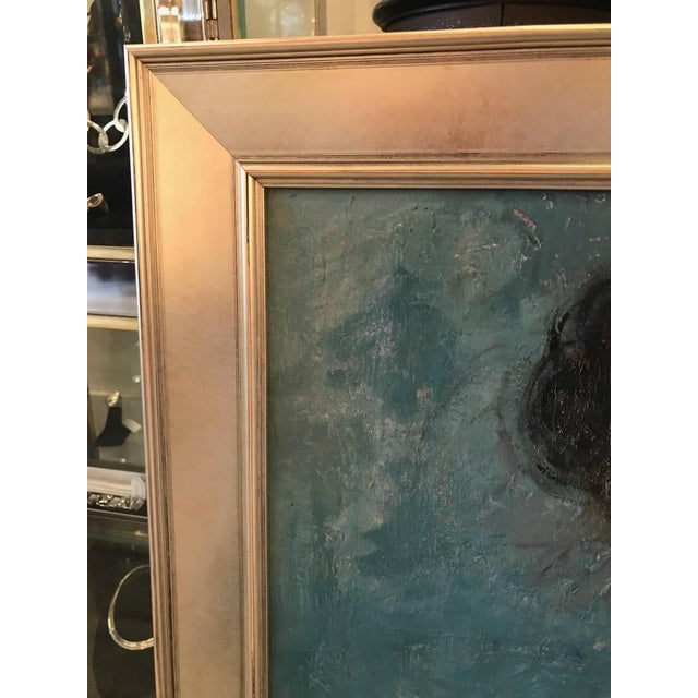 Mid-20th Century Oil on Board Painting of Profile of Woman, Dated 1965 For Sale - Image 4 of 6