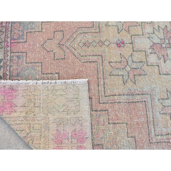 Textile 1950s Vintage Turkish Oushak Rug - 4′2″ × 8′4″ For Sale - Image 7 of 10