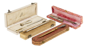 Silver Cases with Nib Pens, 19th Century, Set of 4