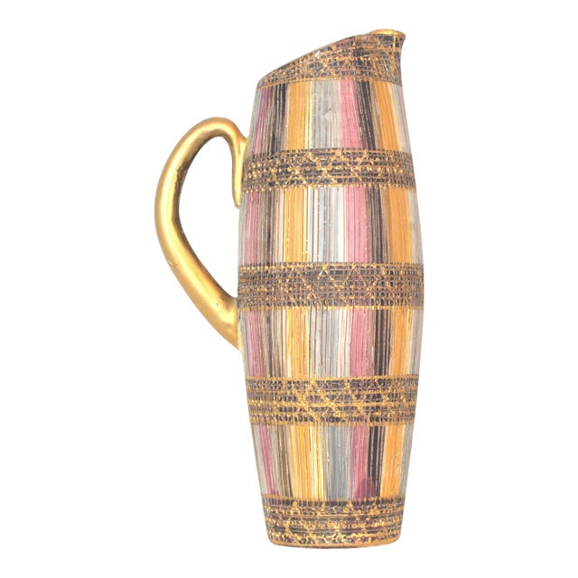 Bitossi "Seta" Pitcher With Gilded Handle – Aldo Londi Design, Mid-20th Century For Sale