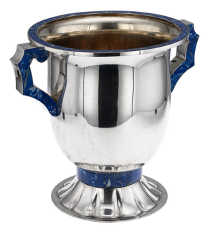 Large Vintage Italian Silver and Lapis Lazuli Wine Cooler, 1970
