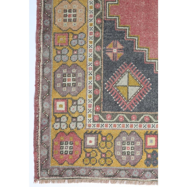 Vintage Anatolian Rug With Tribal Floral Motifs - Bold Geometric Turkish Rug in Earthy Tones -3' 11'' X 7' 7'' For Sale - Image 4 of 10
