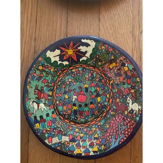 1990s Talavera Terra Cotta Mexican Folk Art Plates- Set of 10 For Sale In Dallas - Image 6 of 12