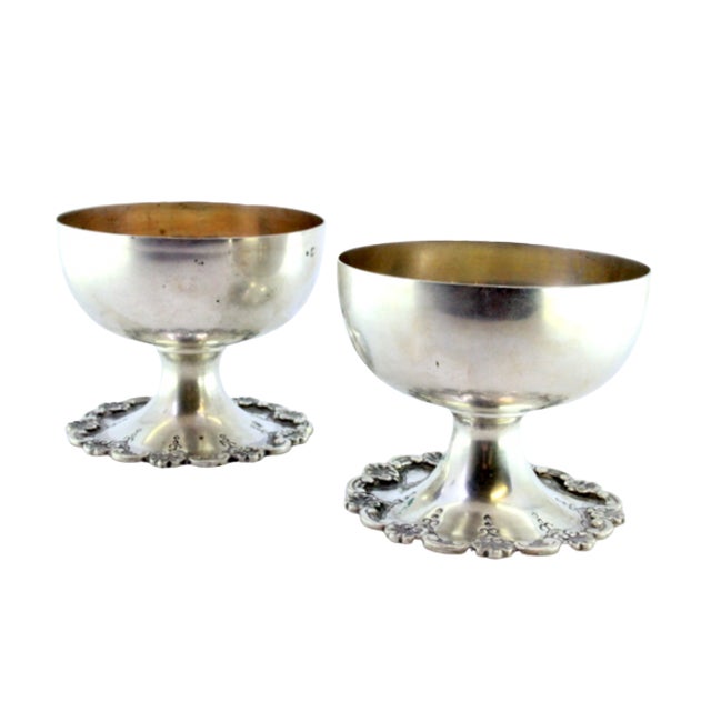 Metal Silver Champagne Glasses with Base Reliefs and Shells, Set of 2 For Sale - Image 7 of 7