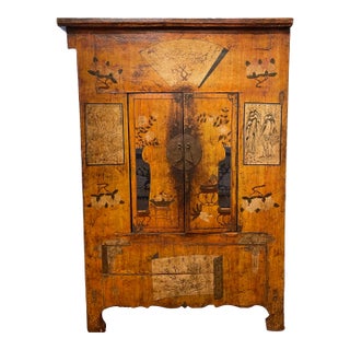19th Century Paint Decorated Asian Armoire For Sale