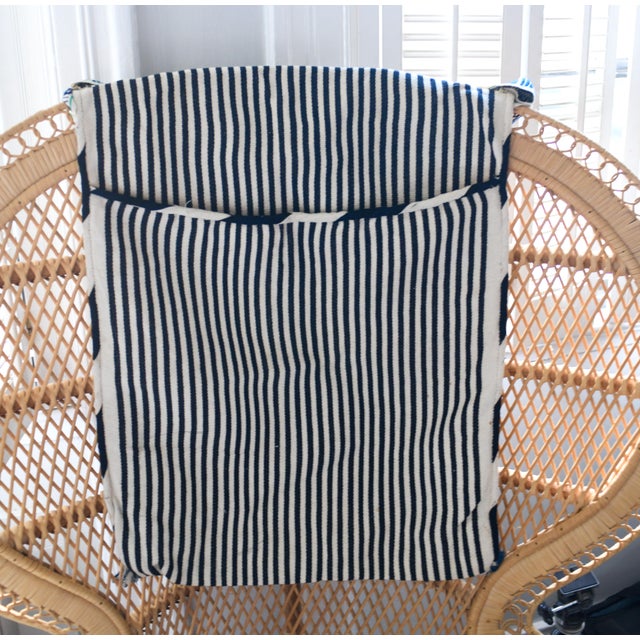 1930s Early 20th Century Peruvian Hand-Woven Black and White Striped Wool Saddle Bag Large For Sale - Image 5 of 6