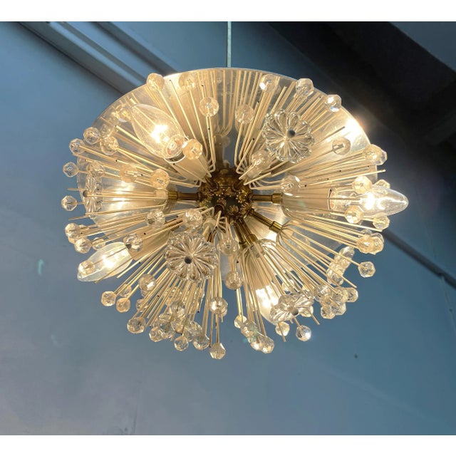 Mid-Century Austrian Flower Snowflake Pendant Lamp by Emil Stejnar for Rupert Nikoll, Vienna, Austria, 1950s For Sale - Image 12 of 18