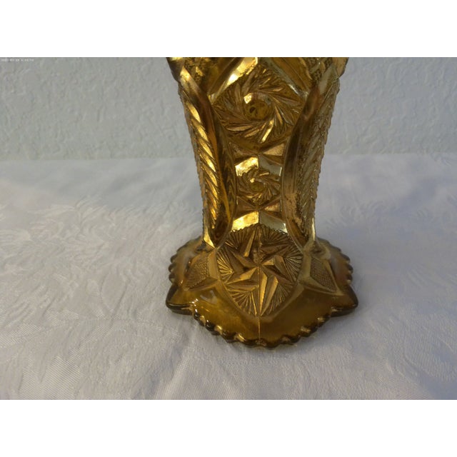 Art Deco Mid-Century Czechoslovakia Copper Shaded Flash Glass Vase For Sale - Image 3 of 5