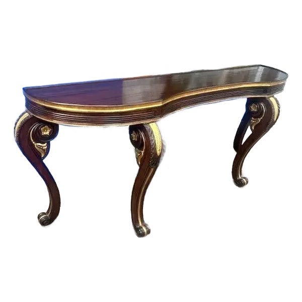 Dessin Fournir Carved Console Table With 22k Gold Leaf Los Angeles For Sale