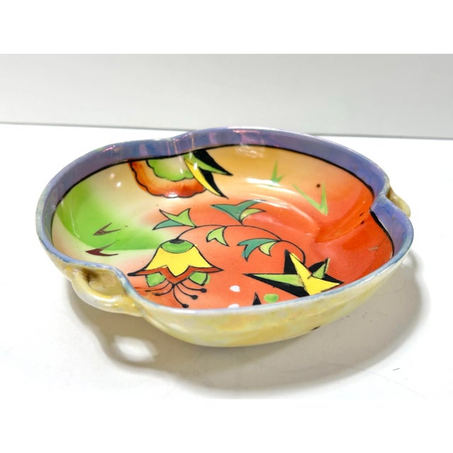 1920s Japanese Art Deco Lusterware Trinket Dish With Floral Motif For Sale - Image 4 of 7