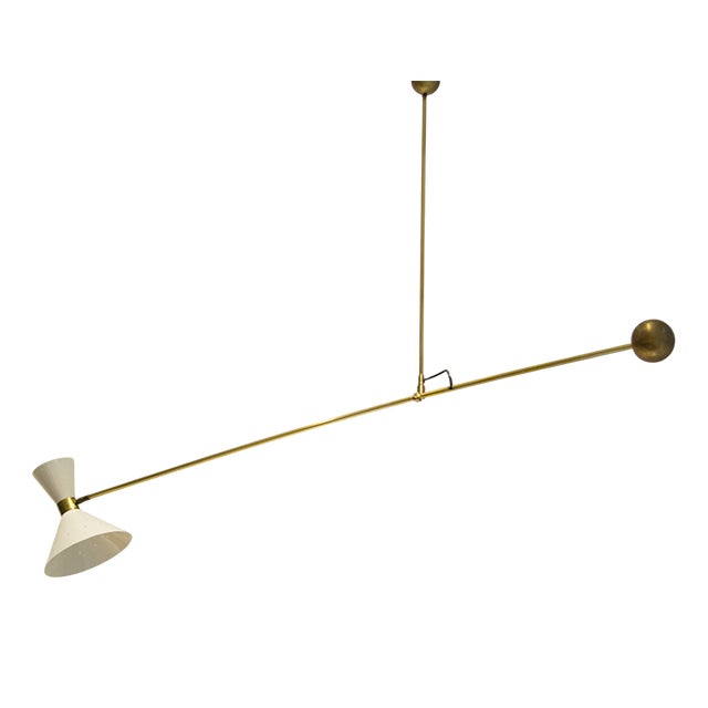 Mid-Century Italian Counterweight Ceiling Lamp in the style of Stilnovo, 1960s For Sale