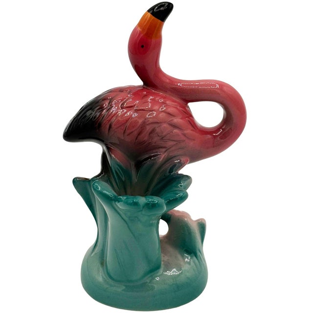 Modern 1986 Tropical Pink Flamingo Ceramic Tabletop Bud Vase Set by Five & Dime For Sale - Image 3 of 5