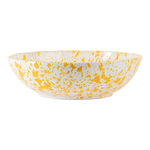 Taverna Speckled Serving Bowl, Yellow/White For Sale