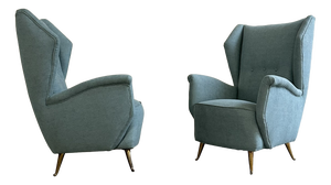 Vintage Lounge Chairs with Brass Legs by Isa Ponte San Pietro, 1950s, Set of 2