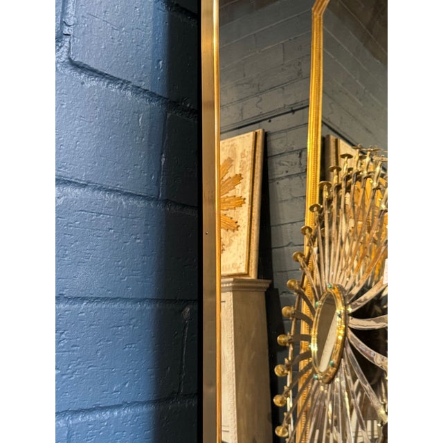 Italian Shaped Brass Mirror For Sale - Image 4 of 4