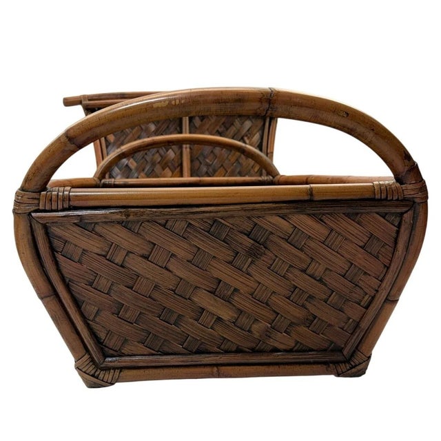 Vintage Bamboo and Rattan Wicker Basket For Sale - Image 9 of 12