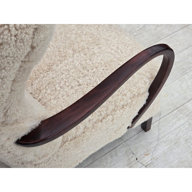 Danish High-Back Lounge Chair in Sheepskin, 1960s For Sale - Image 12 of 18