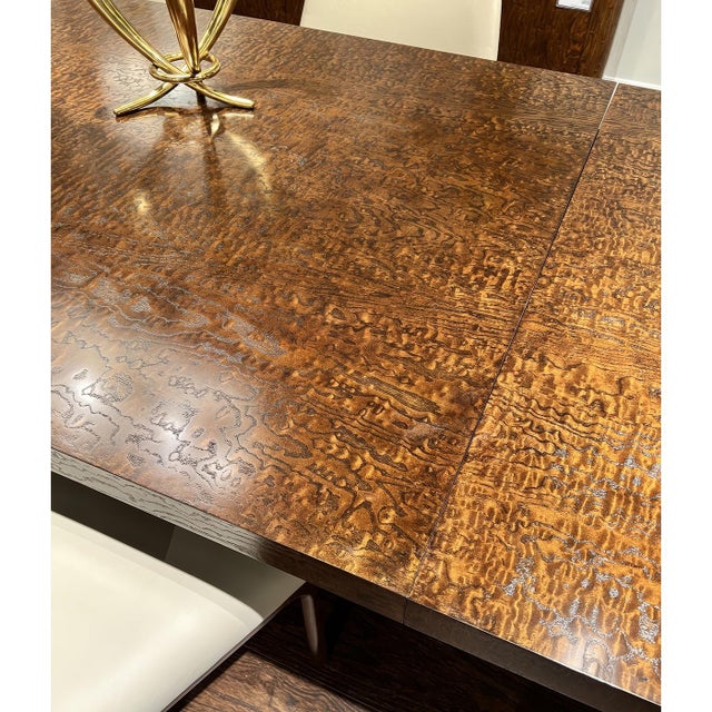 Wood Mid Century Burl Extending Dining Table For Sale - Image 7 of 9